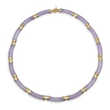 Vintage 14K Yellow Gold Lavender Jade Necklace and Bracelet Set