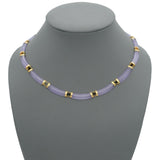 Vintage 14K Yellow Gold Lavender Jade Necklace and Bracelet Set
