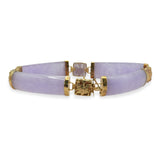 Vintage 14K Yellow Gold Lavender Jade Necklace and Bracelet Set