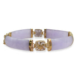 Vintage 14K Yellow Gold Lavender Jade Necklace and Bracelet Set