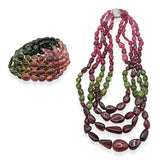 14K White Gold Multi Color Tourmaline Necklace and Vermeil Bracelet