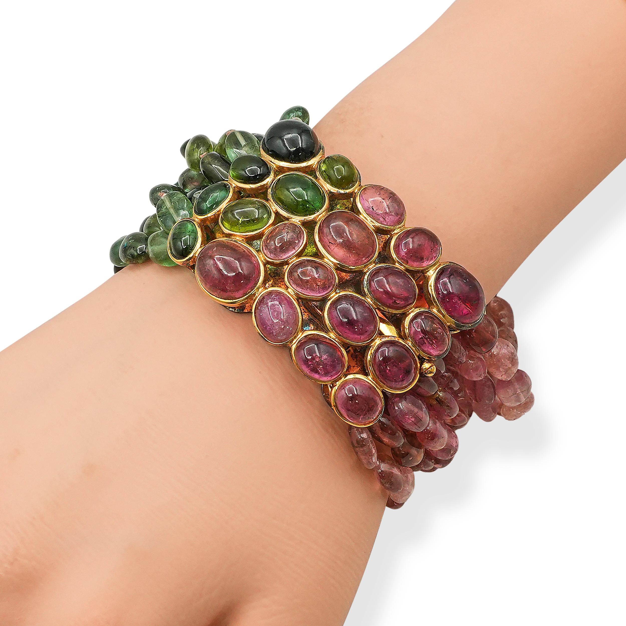 14K White Gold Multi Color Tourmaline Necklace and Vermeil Bracelet