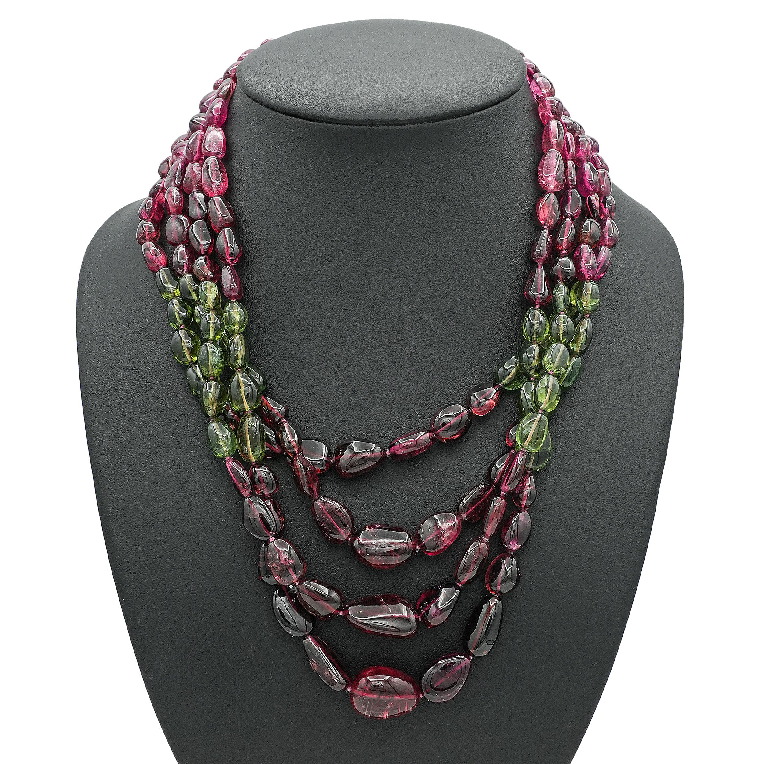 14K White Gold Multi Color Tourmaline Necklace and Vermeil Bracelet
