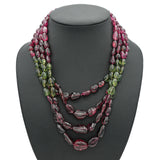 14K White Gold Multi Color Tourmaline Necklace and Vermeil Bracelet