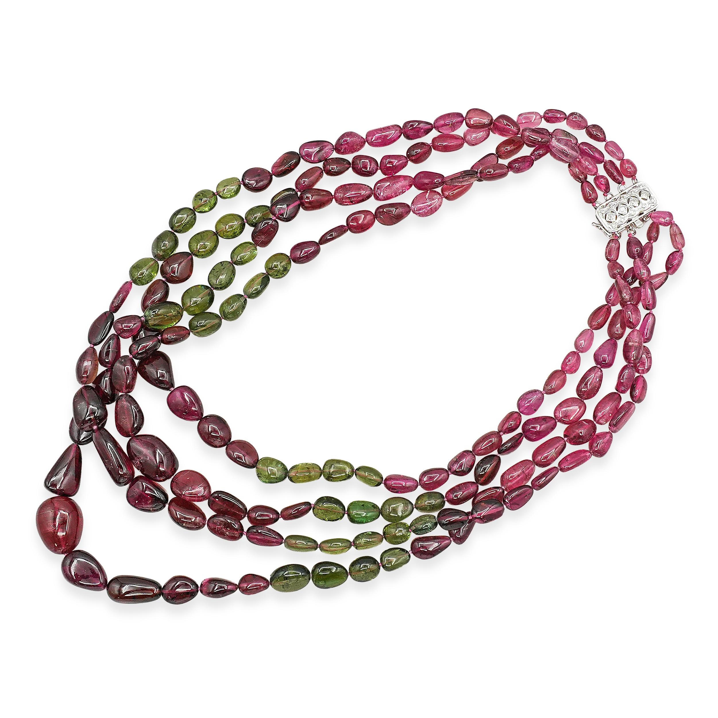 14K White Gold Multi Color Tourmaline Necklace and Vermeil Bracelet