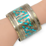 Vintage Navajo Charlie Bowie Sterling Silver Turquoise Cuff