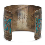 Vintage Navajo Charlie Bowie Sterling Silver Turquoise Cuff