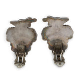 Vintage Leagus Zuni Sterling Silver Turqoise Black Onyx Brooch and Earrings