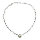 JAI Sterling Silver and 14K Gold Hammered Disc Box Chain Necklace
