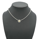 JAI Sterling Silver and 14K Gold Hammered Disc Box Chain Necklace
