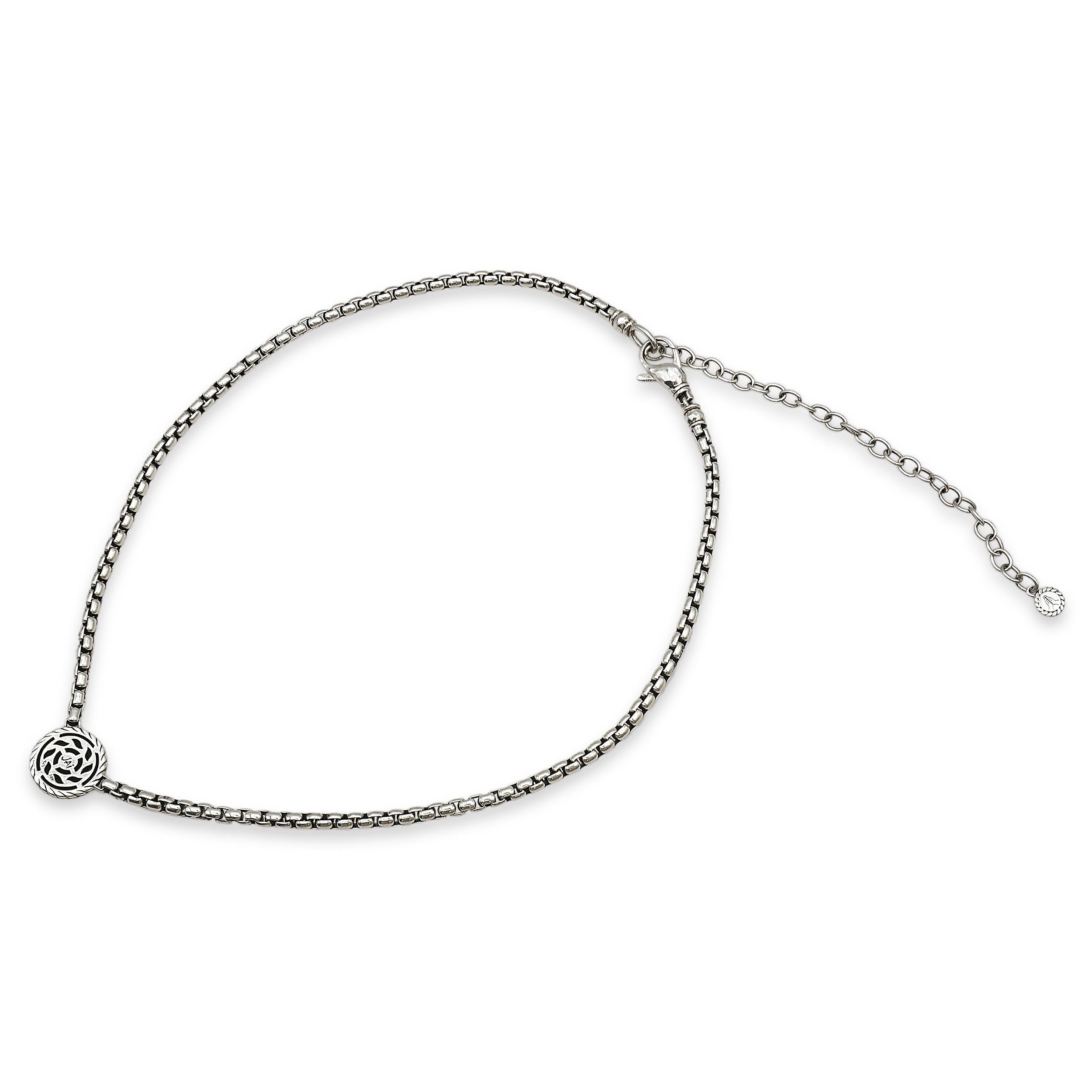 JAI Sterling Silver and 14K Gold Hammered Disc Box Chain Necklace