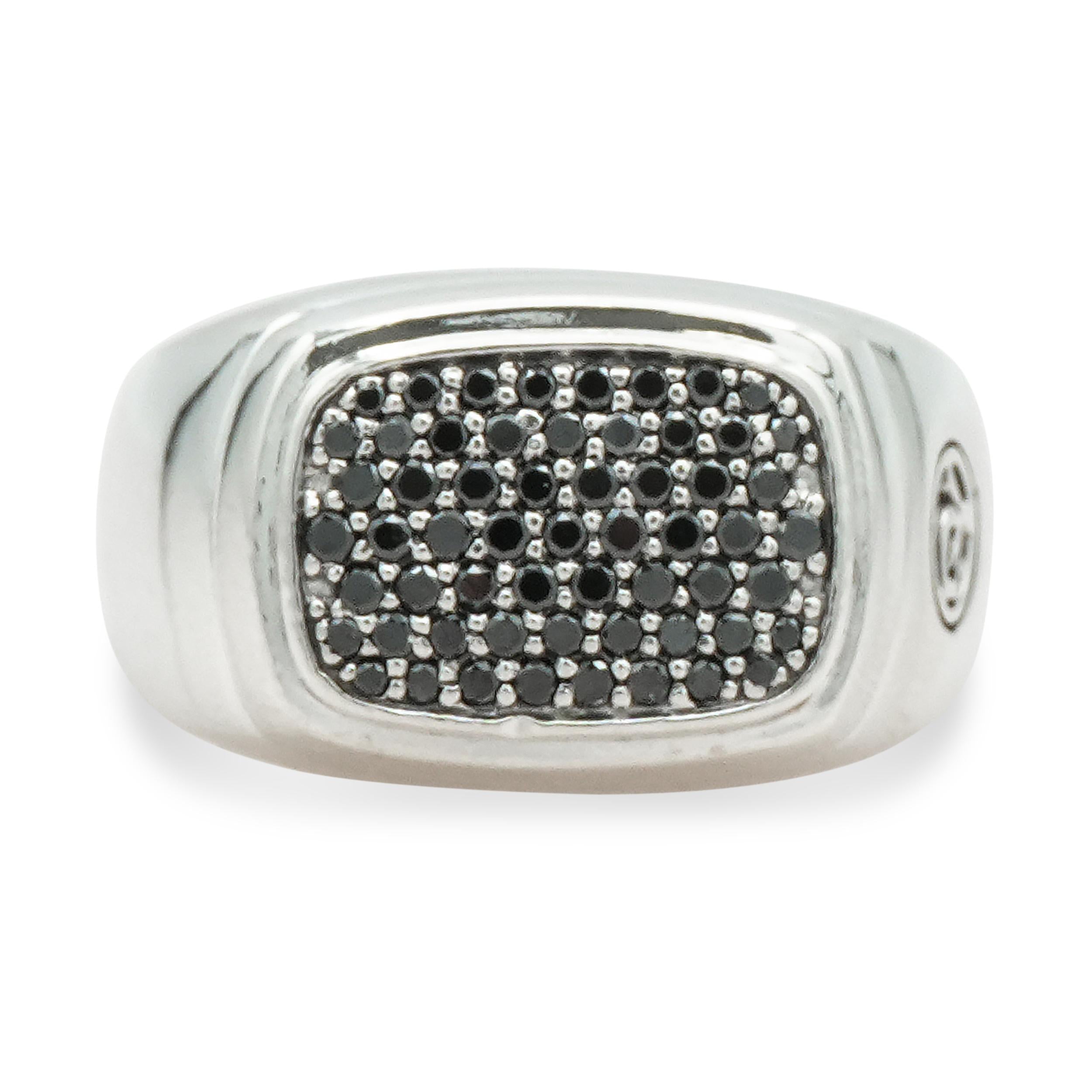 David Yurman Sterling Silver Black Diamond Signet Ring