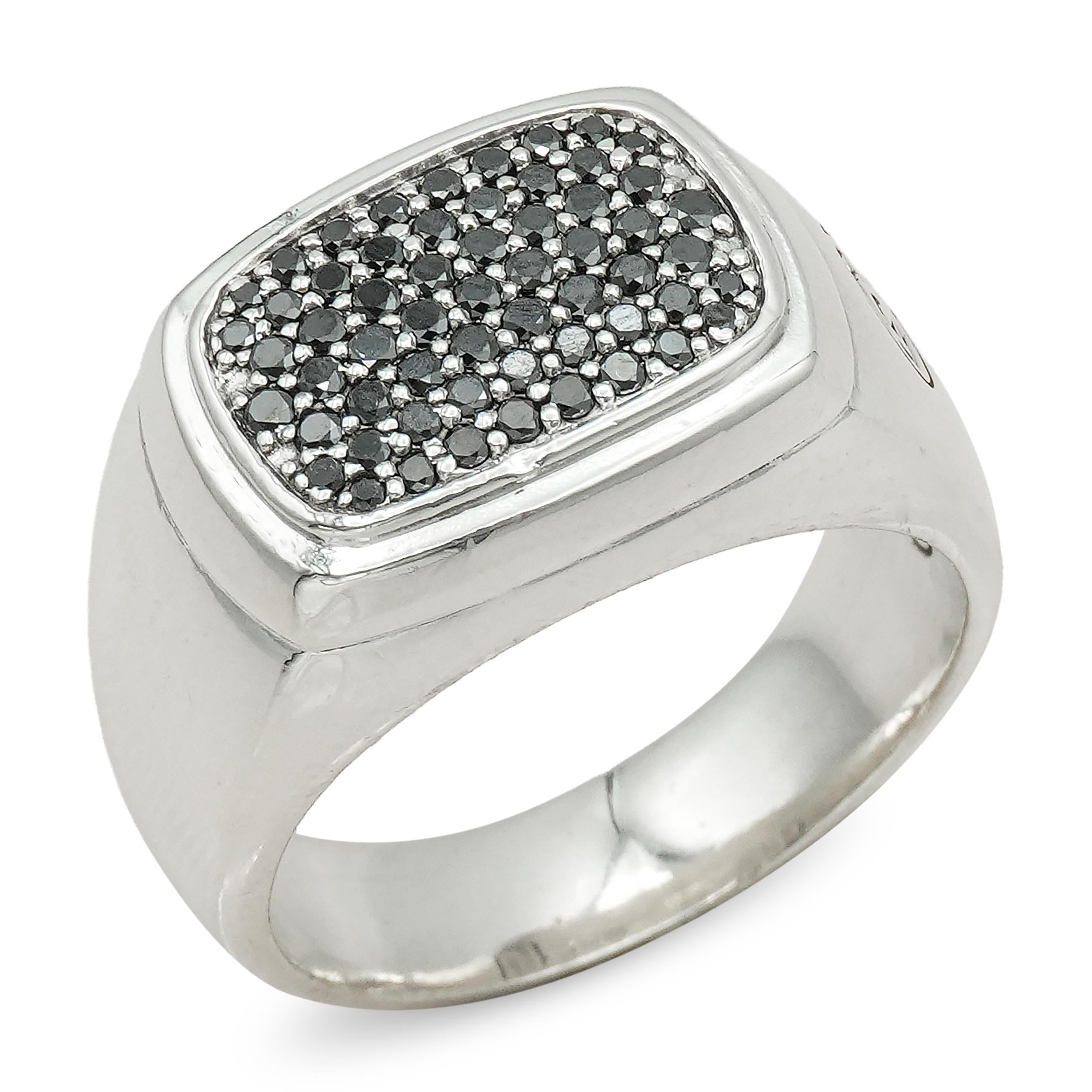David Yurman Sterling Silver Black Diamond Signet Ring