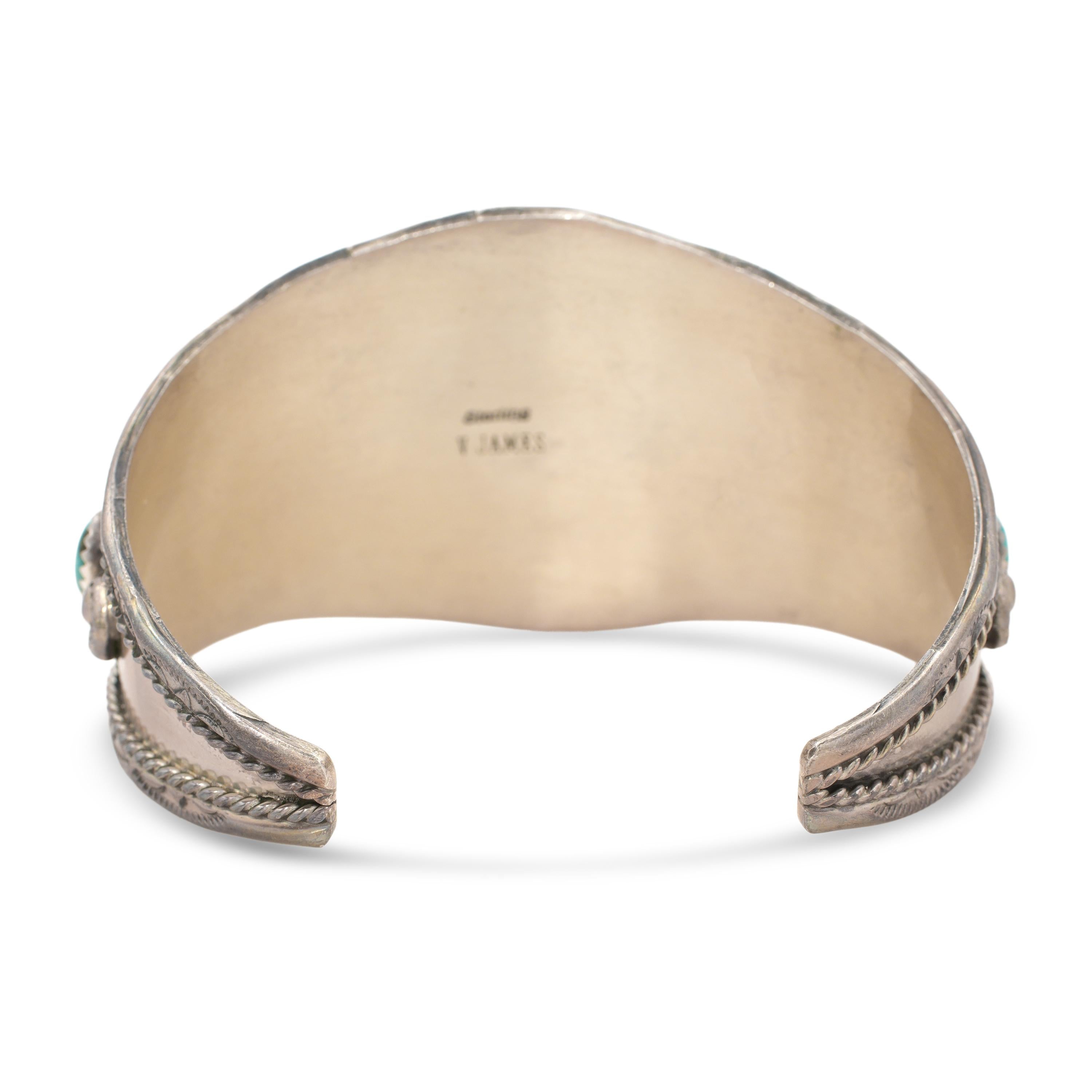 Vintage Southwestern V. James Sterling Silver Turquoise Cuff