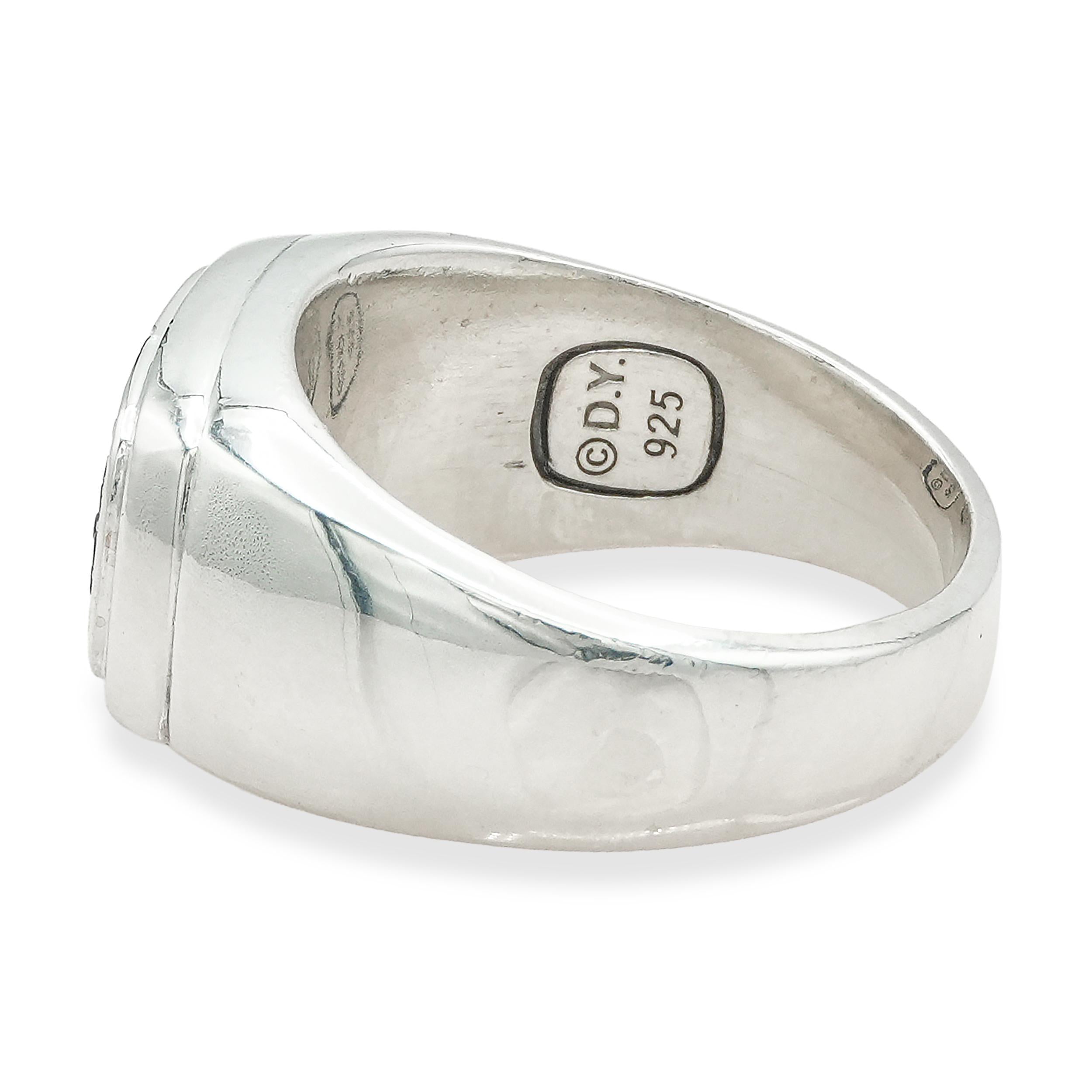 David Yurman Sterling Silver Black Diamond Signet Ring