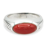 David Yurman Sterling Silver Red Coral Cabochon Cable Ring