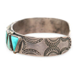 Vintage Southwestern Sterling Silver Turquoise Geometric Cuff