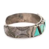 Vintage Southwestern Sterling Silver Turquoise Geometric Cuff