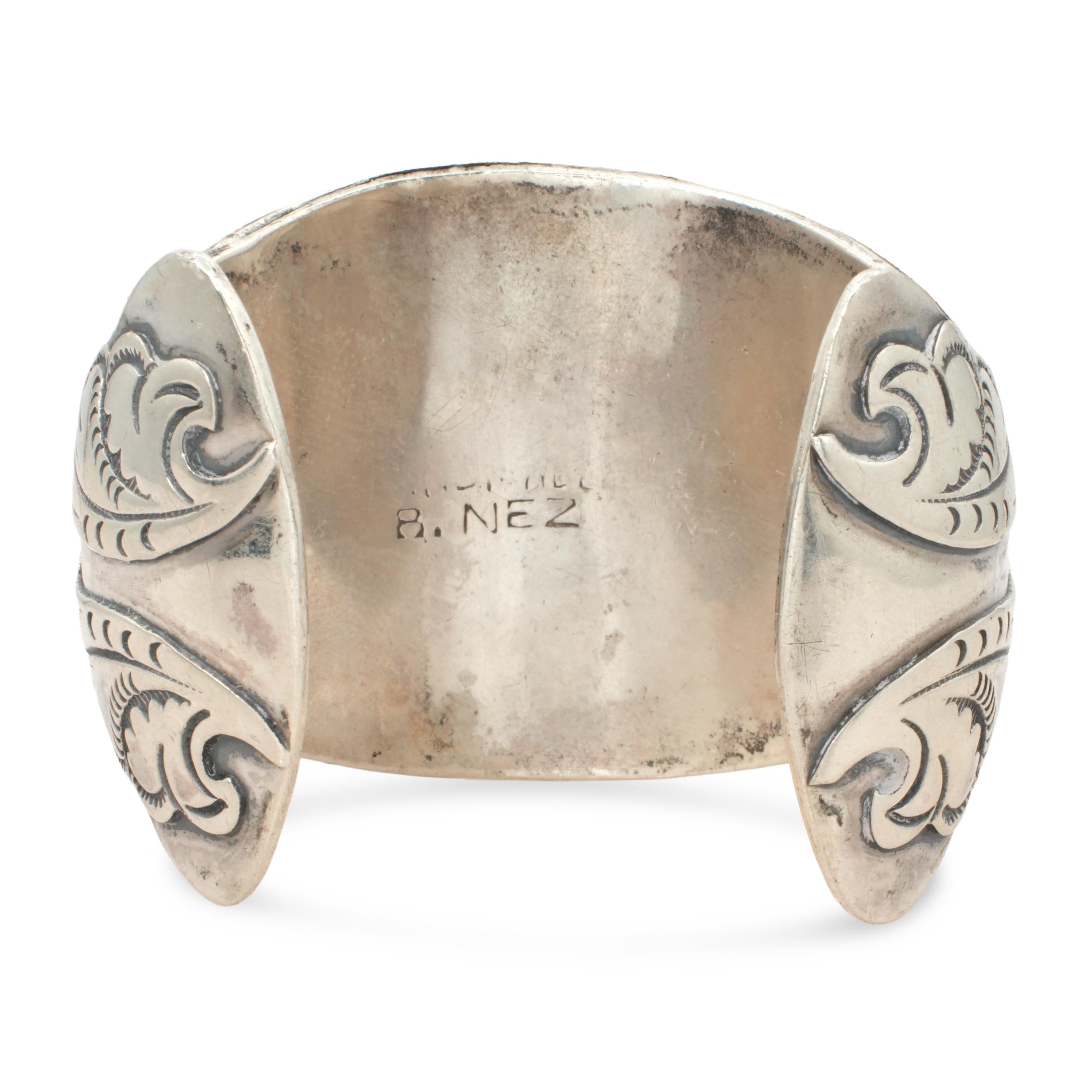 Vintage B. Nez Navajo Sterling Silver Turquoise Cuff
