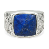 David Yurman Sterling Silver Lapis Lazuli Engraved Men's Signet Ring