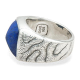 David Yurman Sterling Silver Lapis Lazuli Engraved Men's Signet Ring