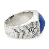 David Yurman Sterling Silver Lapis Lazuli Engraved Men's Signet Ring