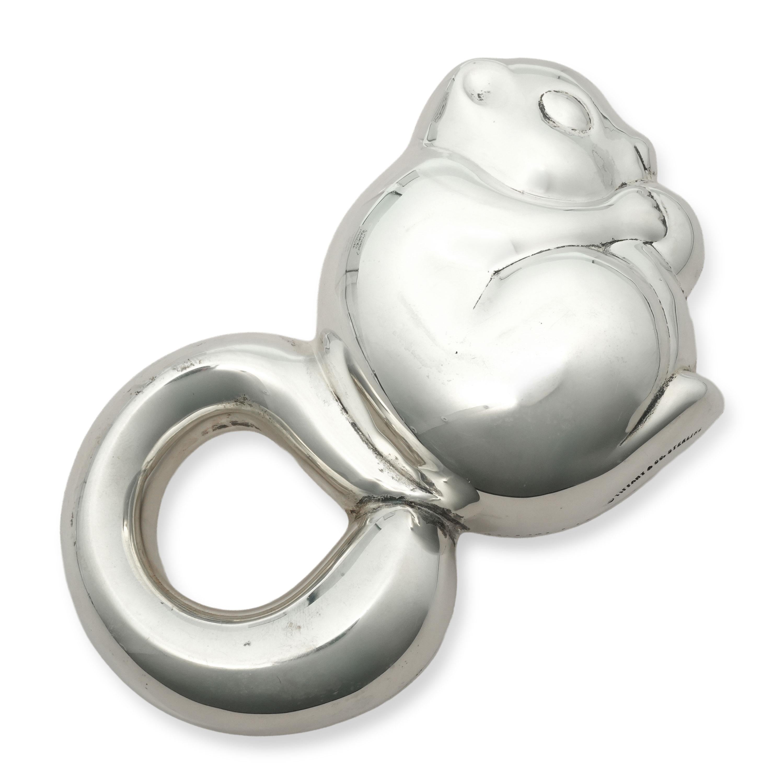 Vintage Tiffany & Co. Sterling Silver Squirrel Baby Rattle