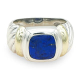 David Yurman Cable Sterling Silver 14K Gold Lapis Lazuli Ring