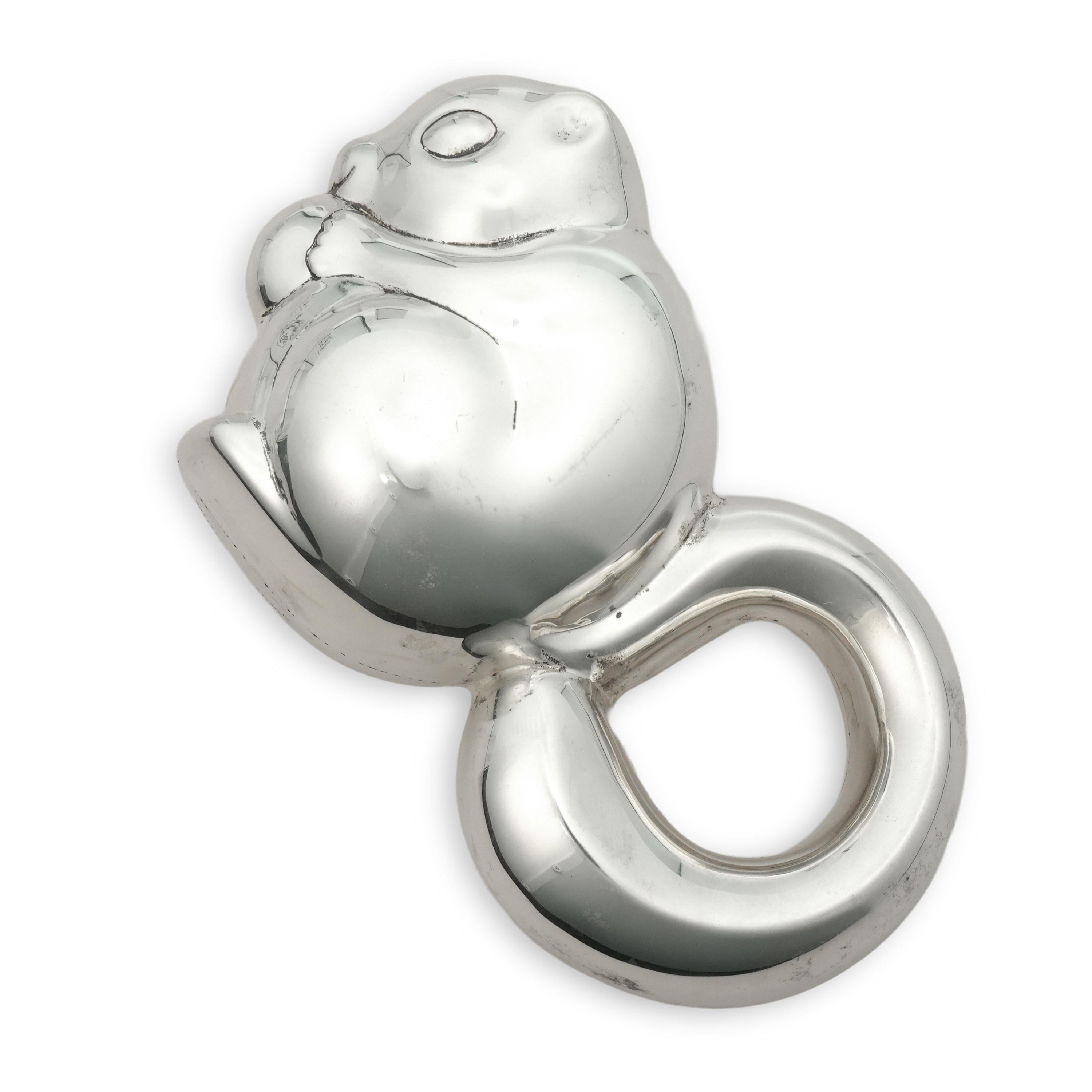 Vintage Tiffany & Co. Sterling Silver Squirrel Baby Rattle
