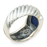 David Yurman Cable Sterling Silver 14K Gold Lapis Lazuli Ring