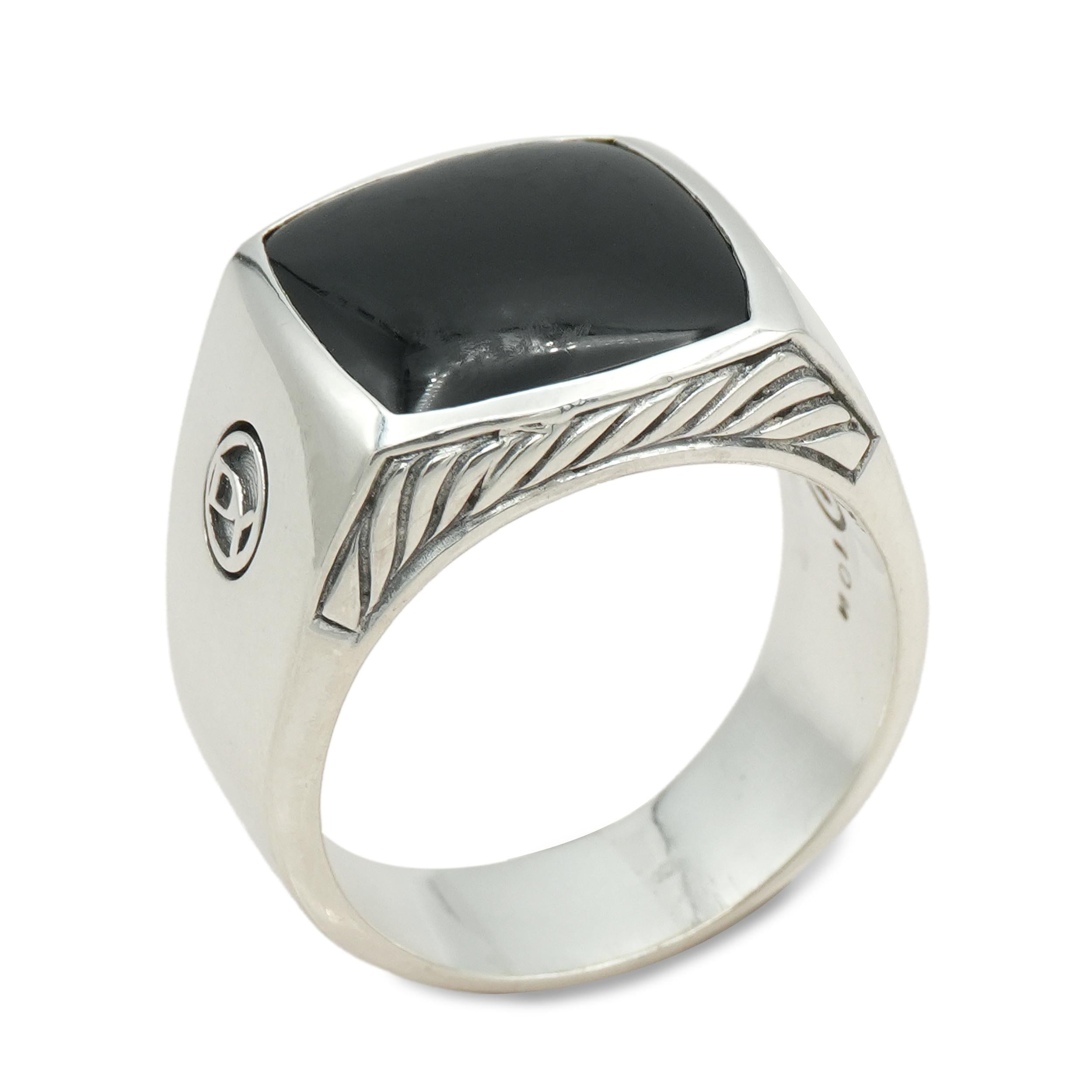 David Yurman Sterling Silver Black Onyx Signet Ring