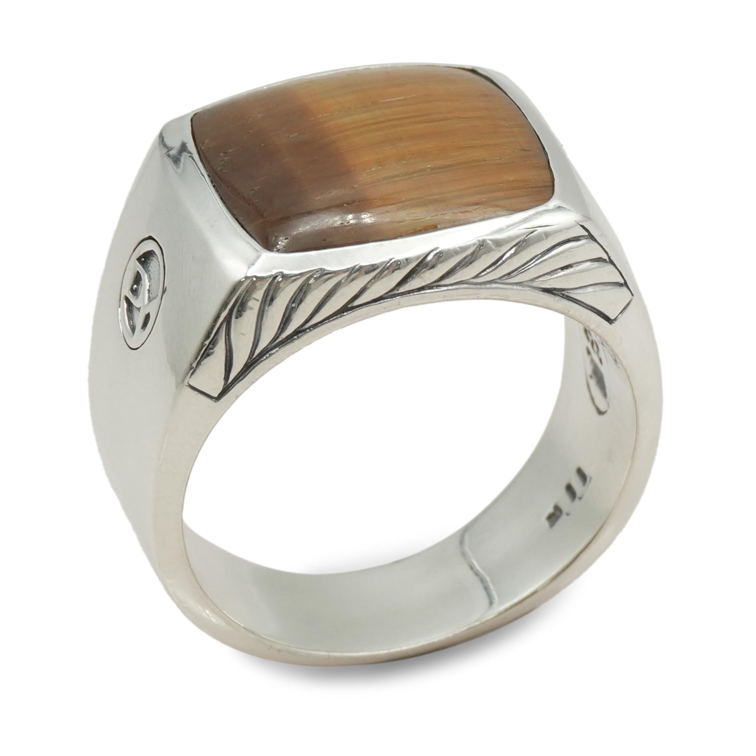 David Yurman Sterling Silver Tiger’s Eye Signet Ring