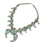 Southwestern Sterling Silver Turquoise Squash Blossom Necklace