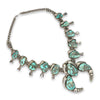 Southwestern Sterling Silver Turquoise Squash Blossom Necklace