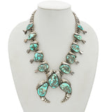 Southwestern Sterling Silver Turquoise Squash Blossom Necklace