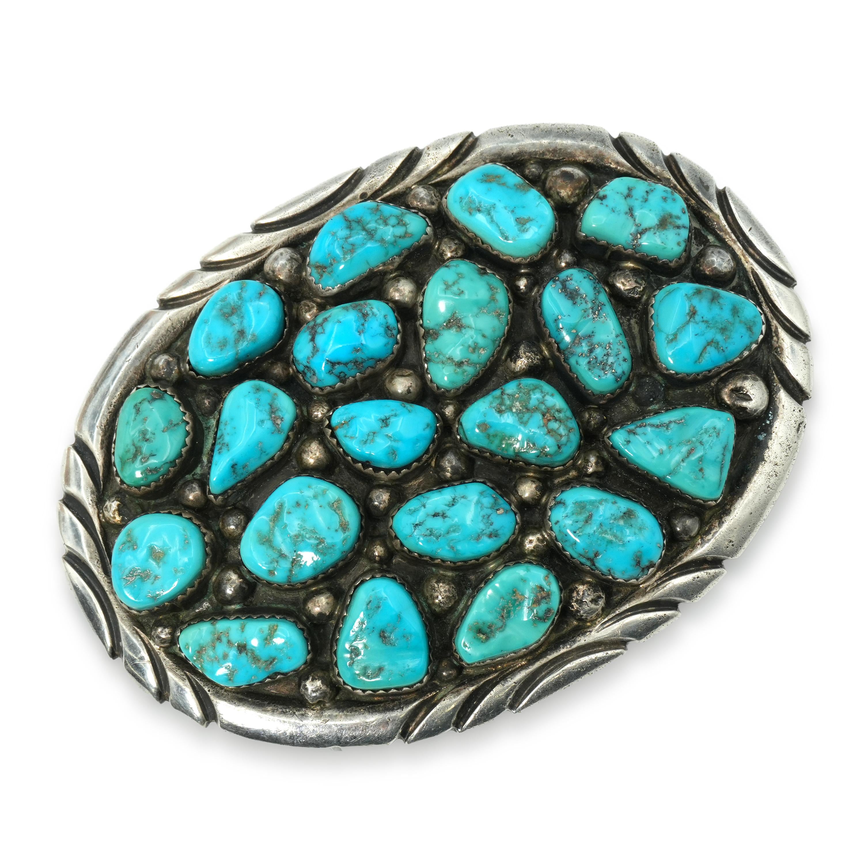Pauline McCray Sterling Silver Turquoise Belt Buckle