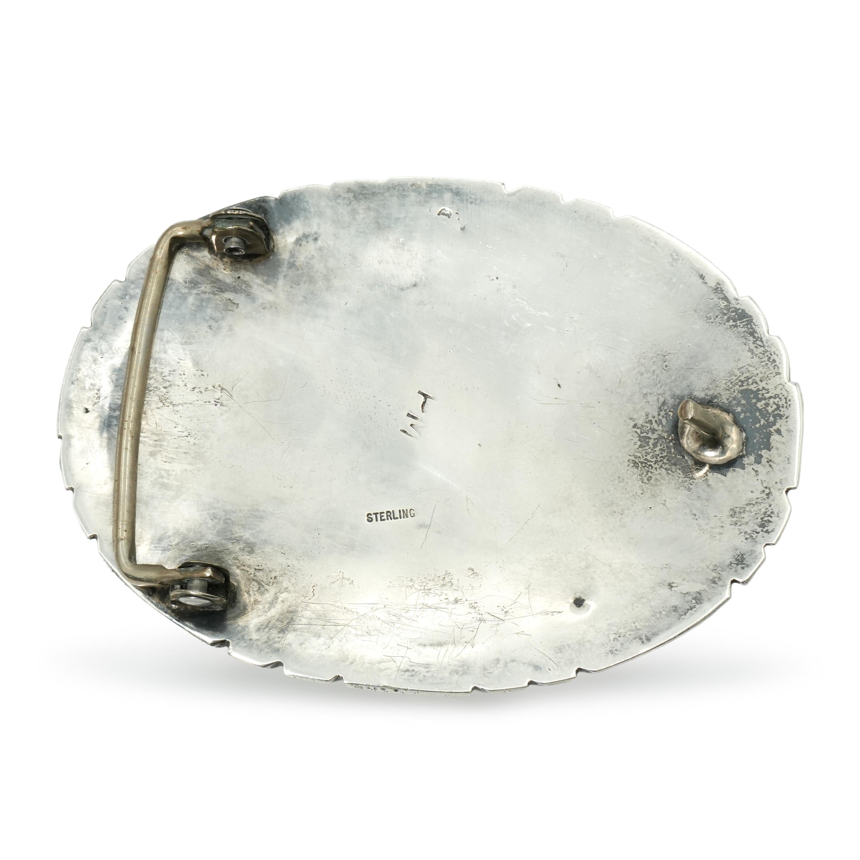 Pauline McCray Sterling Silver Turquoise Belt Buckle