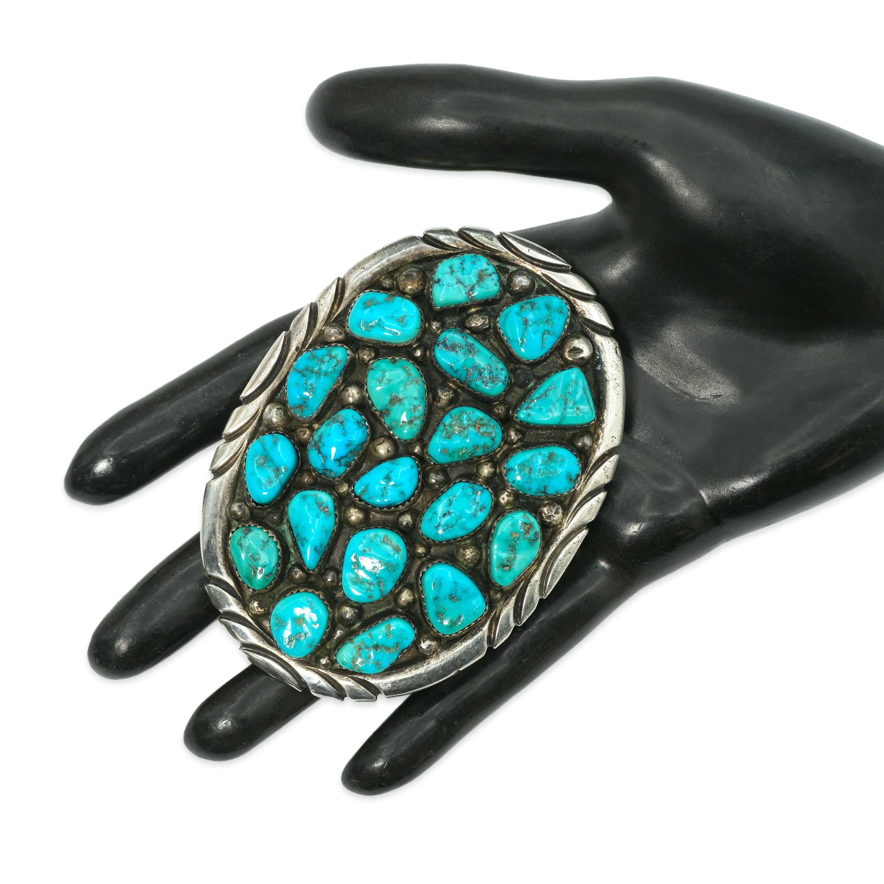 Pauline McCray Sterling Silver Turquoise Belt Buckle