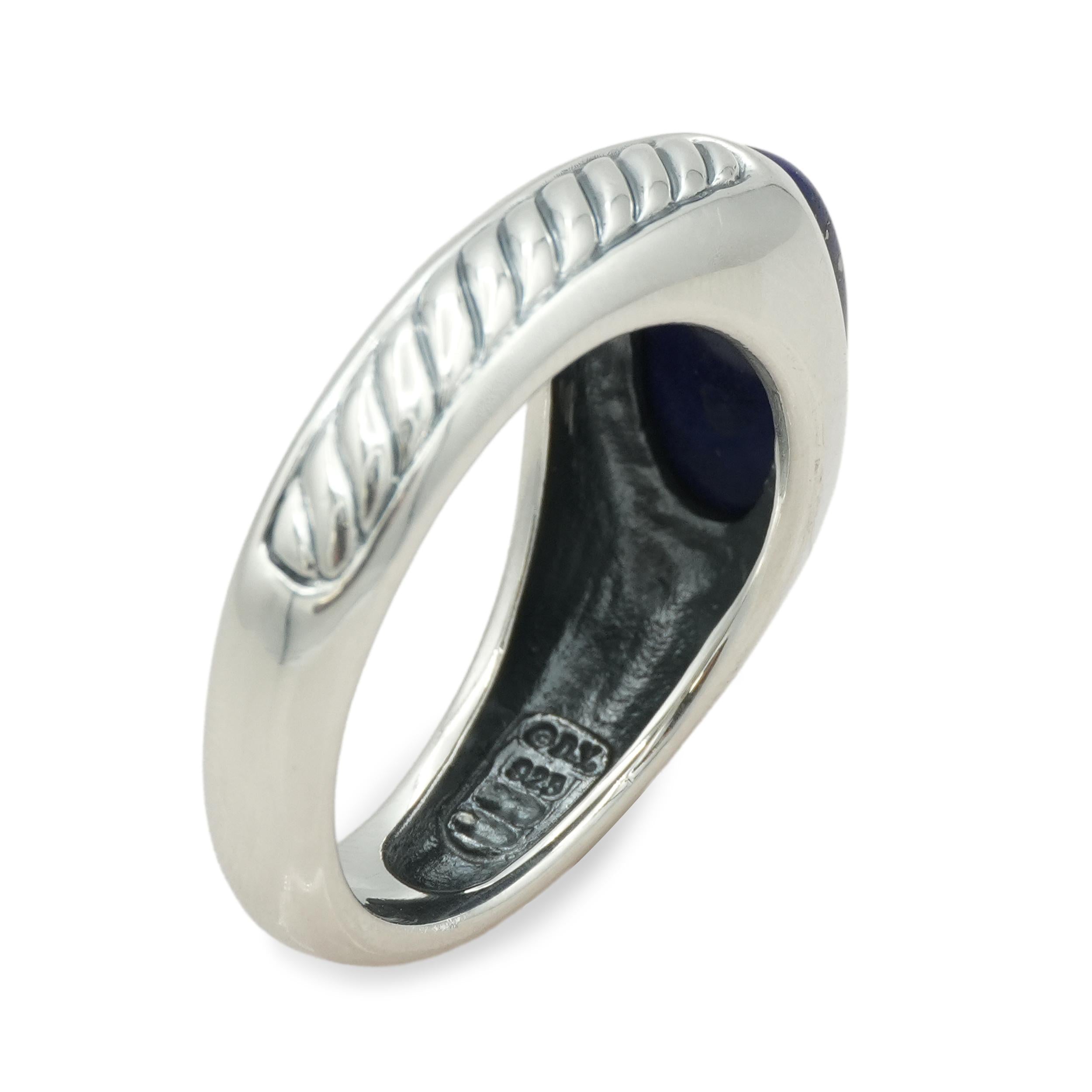 David Yurman Sterling Silver Lapis Lazuli Cabochon Ring