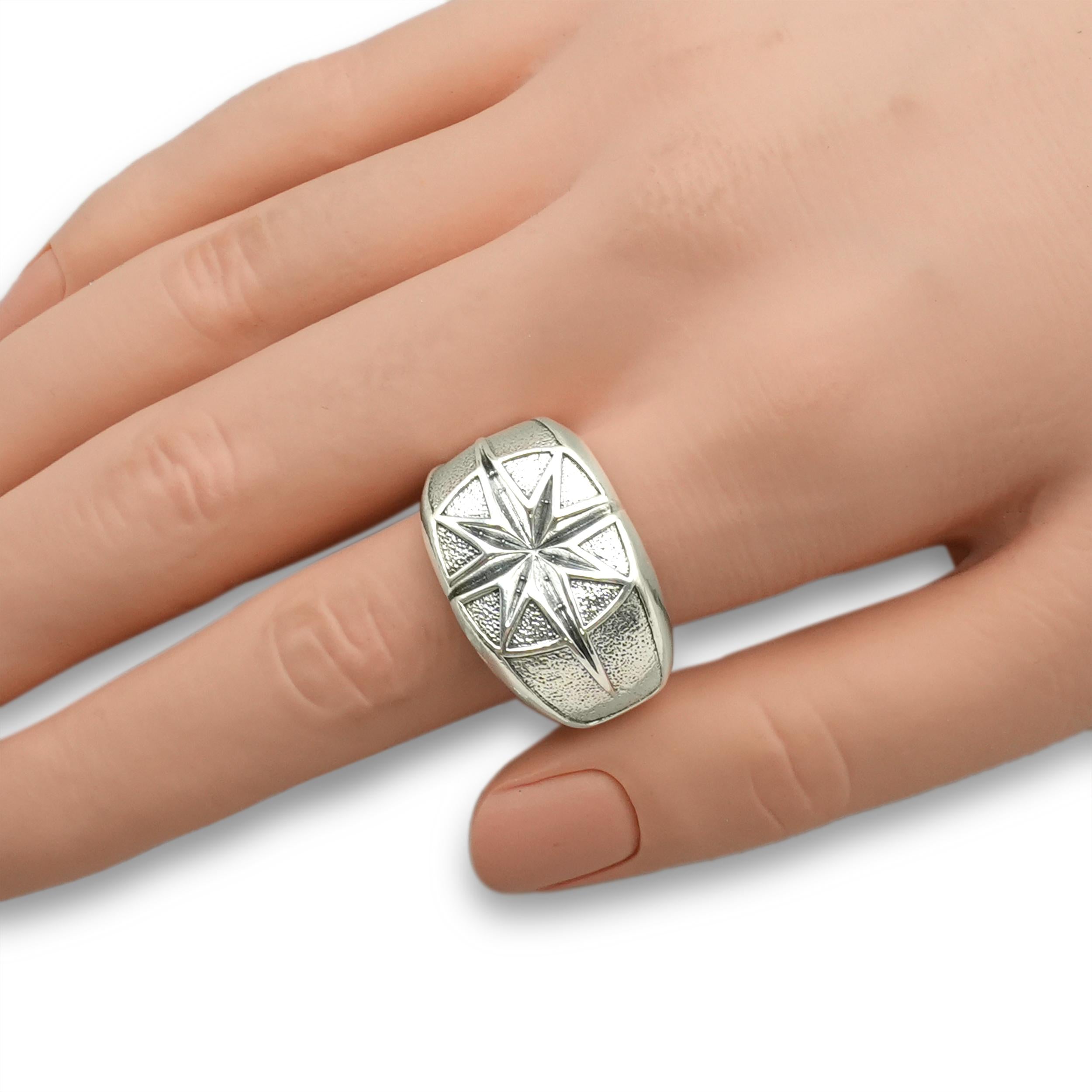 David Yurman Sterling Silver Compass Rose Signet Ring