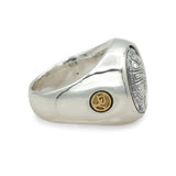 David Yurman Sterling Silver and 22K Gold Turtle Shell Signet Ring