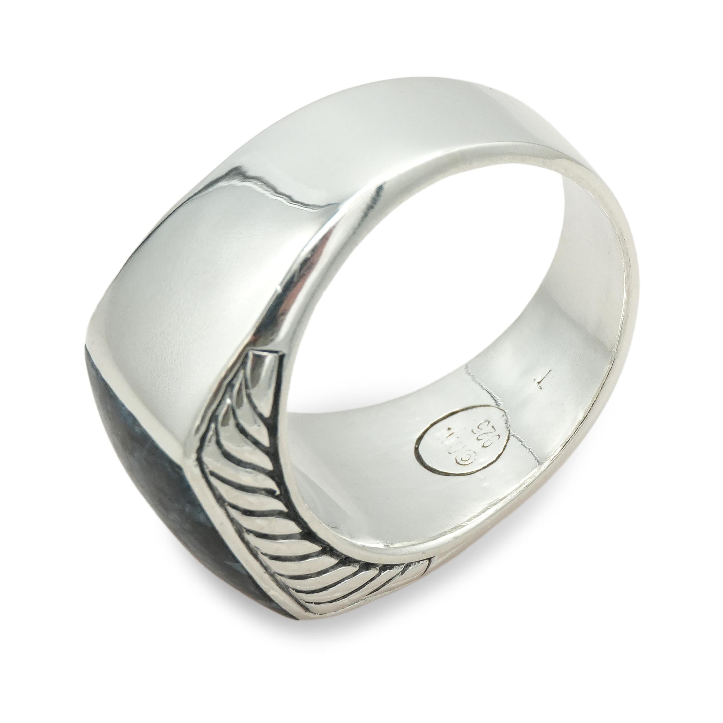 David Yurman Sterling Silver Blue Pietersite Signet Men's Ring