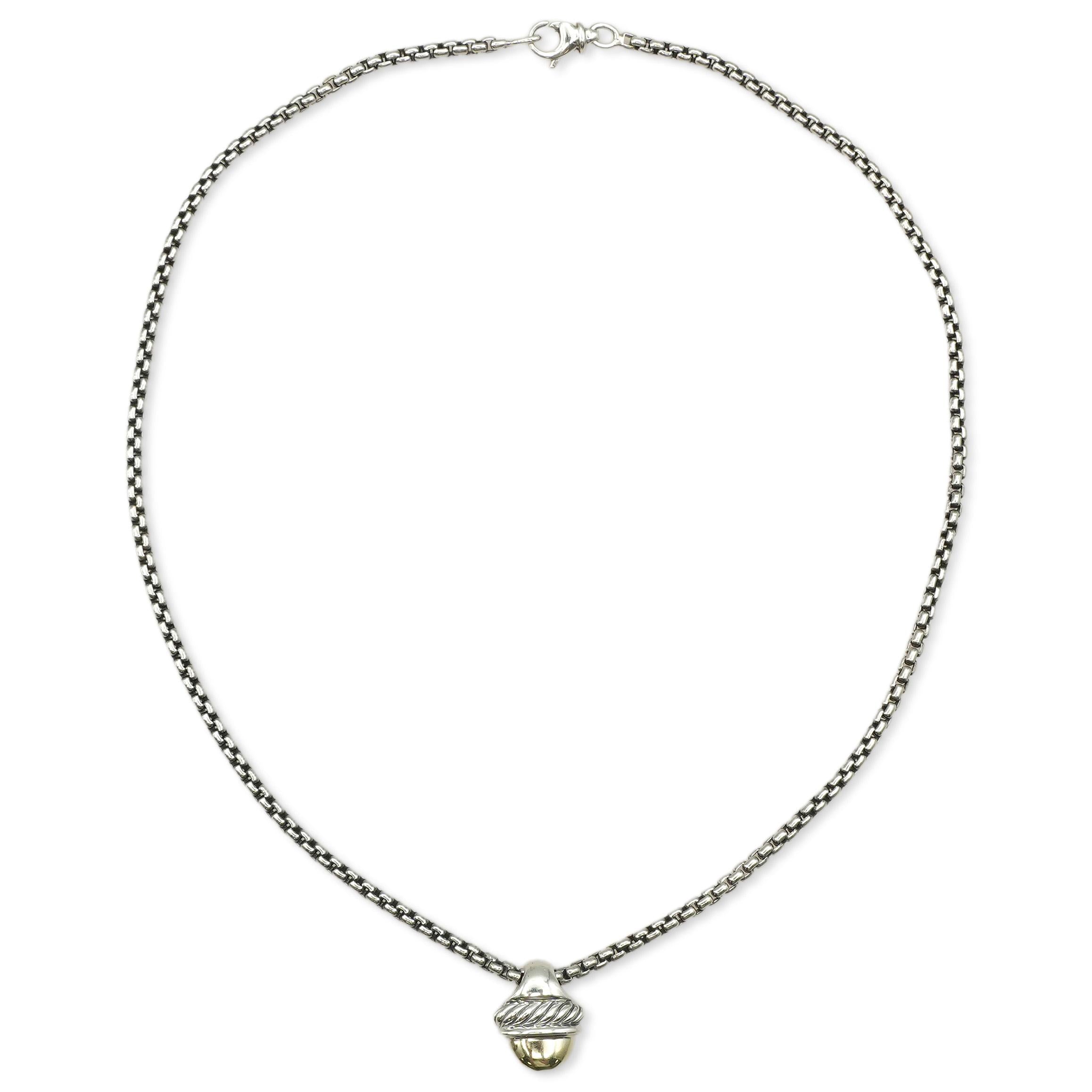 David Yurman Sterling Silver and 14K Yellow Gold Acorn Pendant Necklace