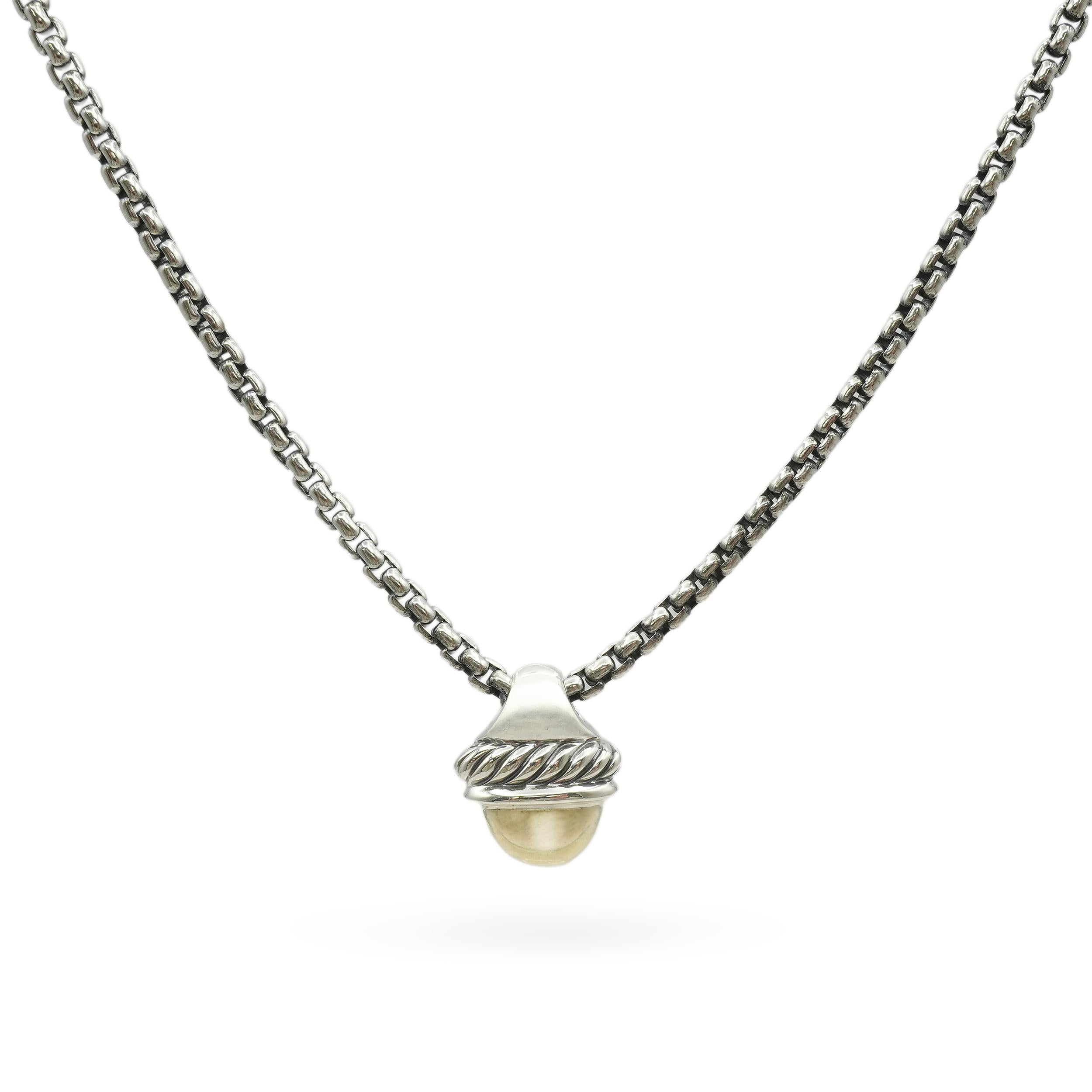 David Yurman Sterling Silver and 14K Yellow Gold Acorn Pendant Necklace