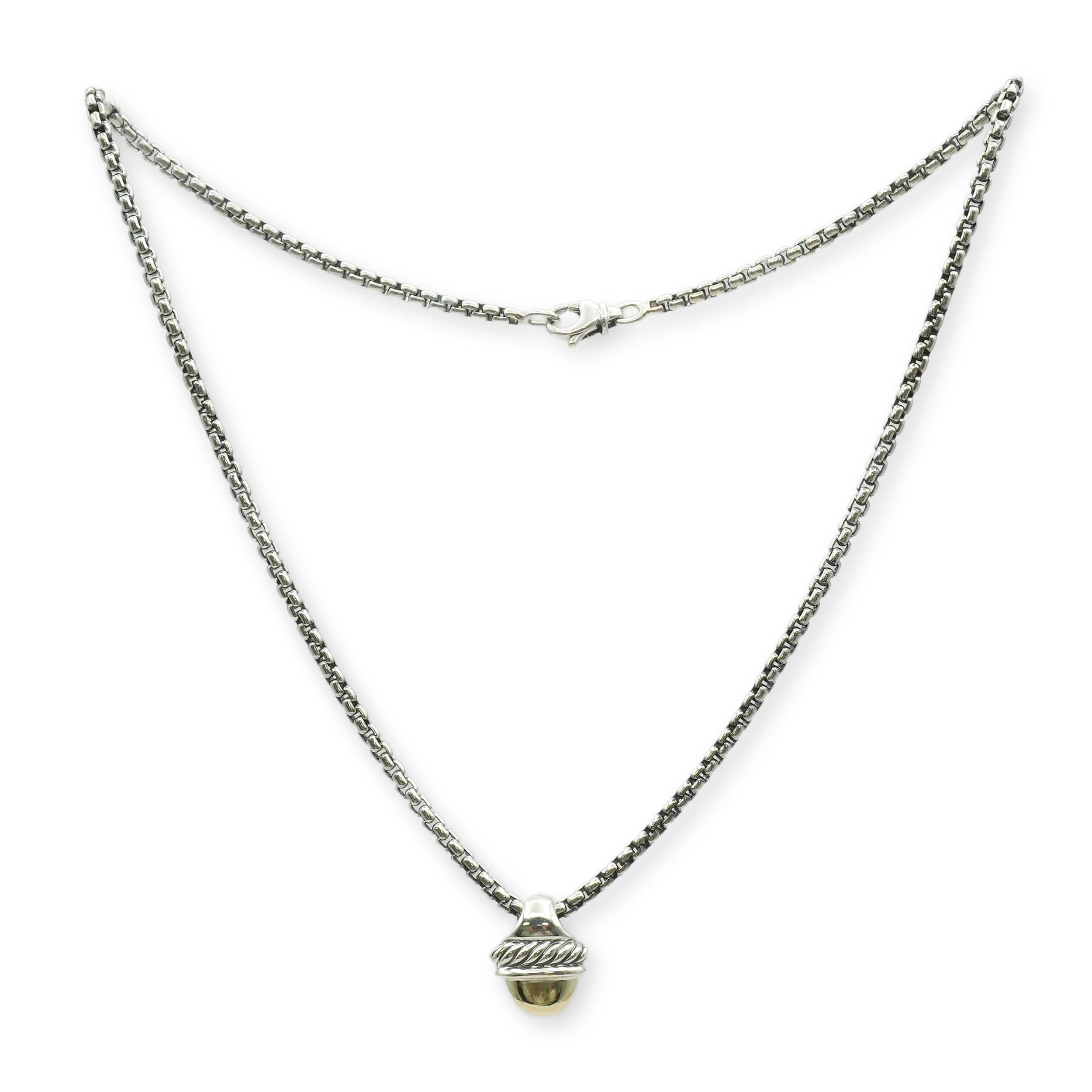 David Yurman Sterling Silver and 14K Yellow Gold Acorn Pendant Necklace