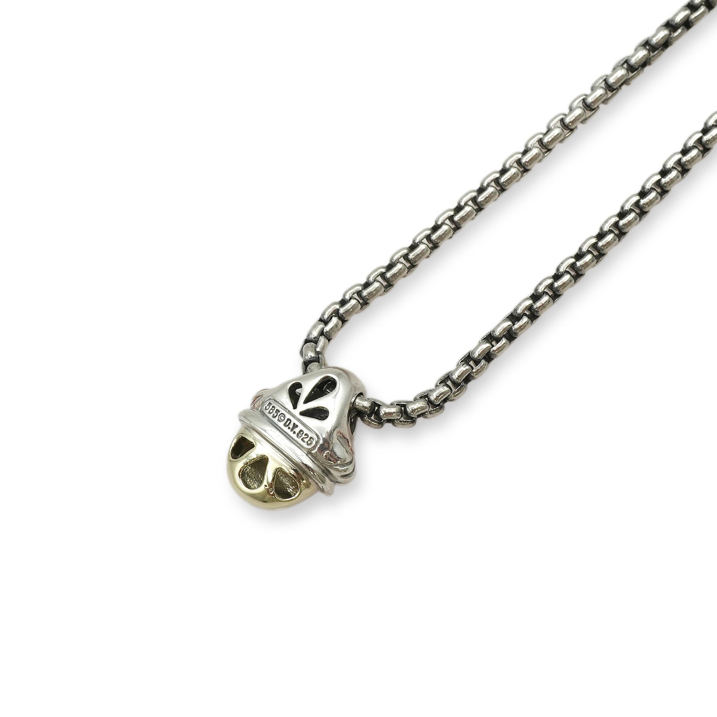 David Yurman Sterling Silver and 14K Yellow Gold Acorn Pendant Necklace