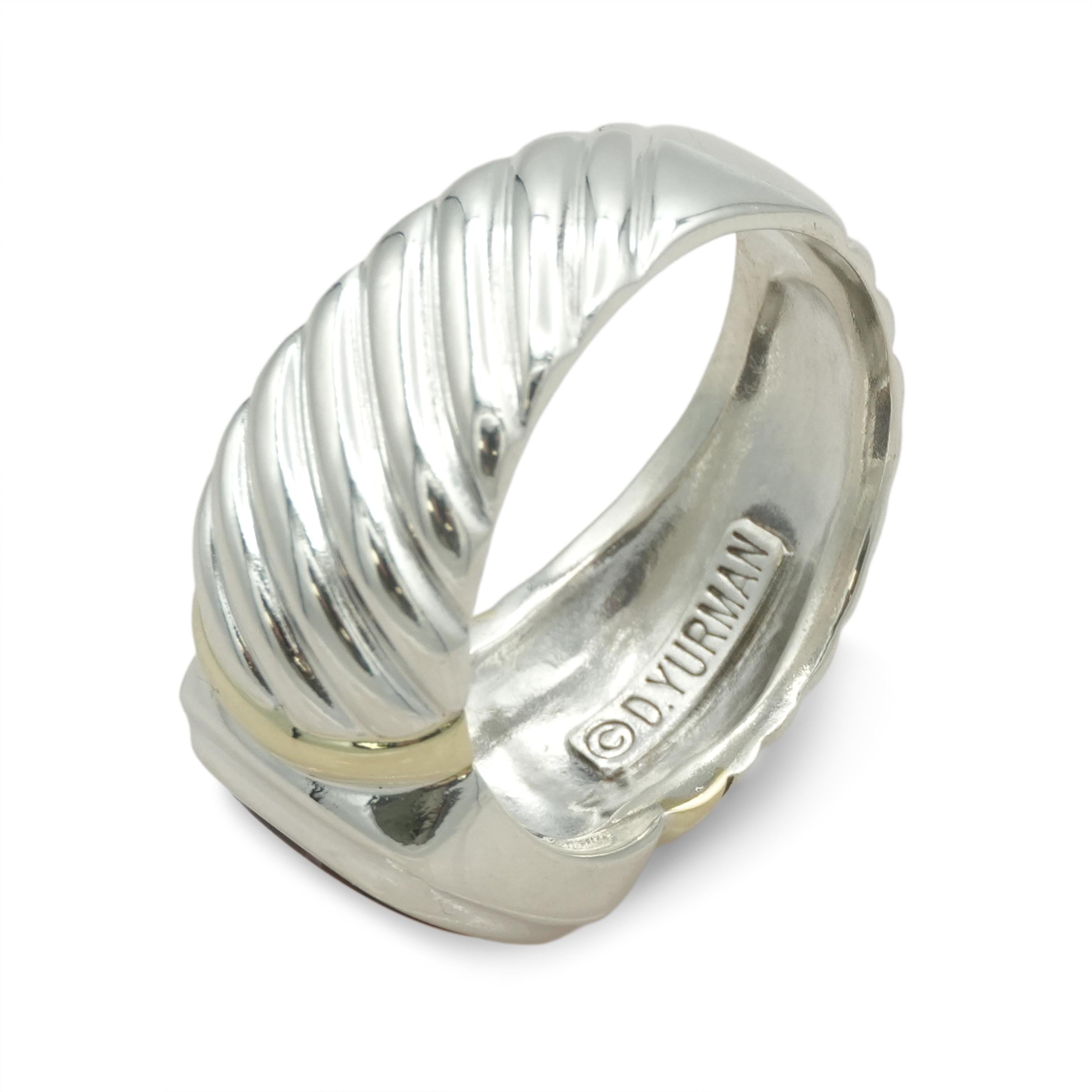 David Yurman Sterling Silver and 14k Yellow Gold Tiger’s Eye Ring
