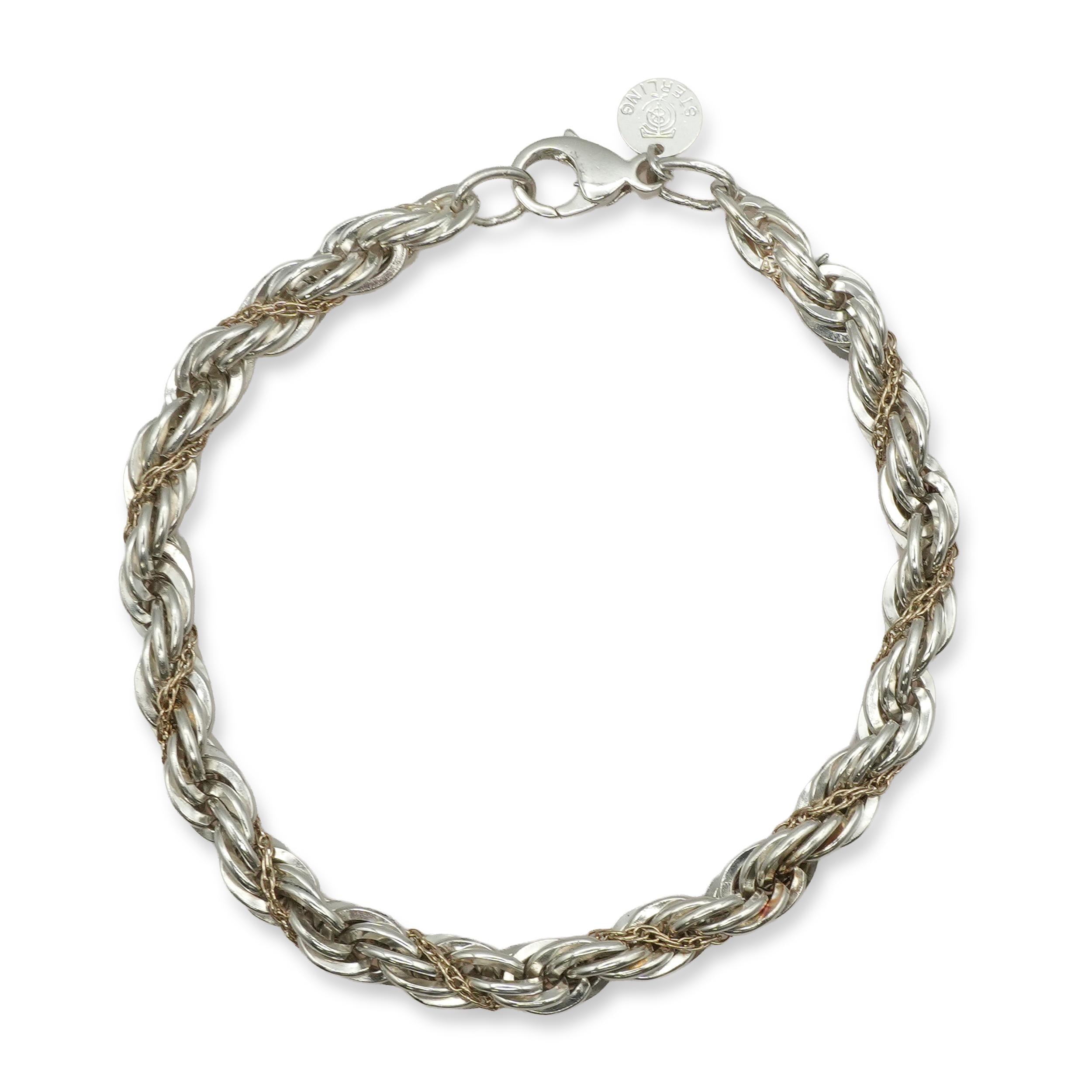 Tiffany & Co. Sterling Silver 14k Gold Twist Link Bracelet