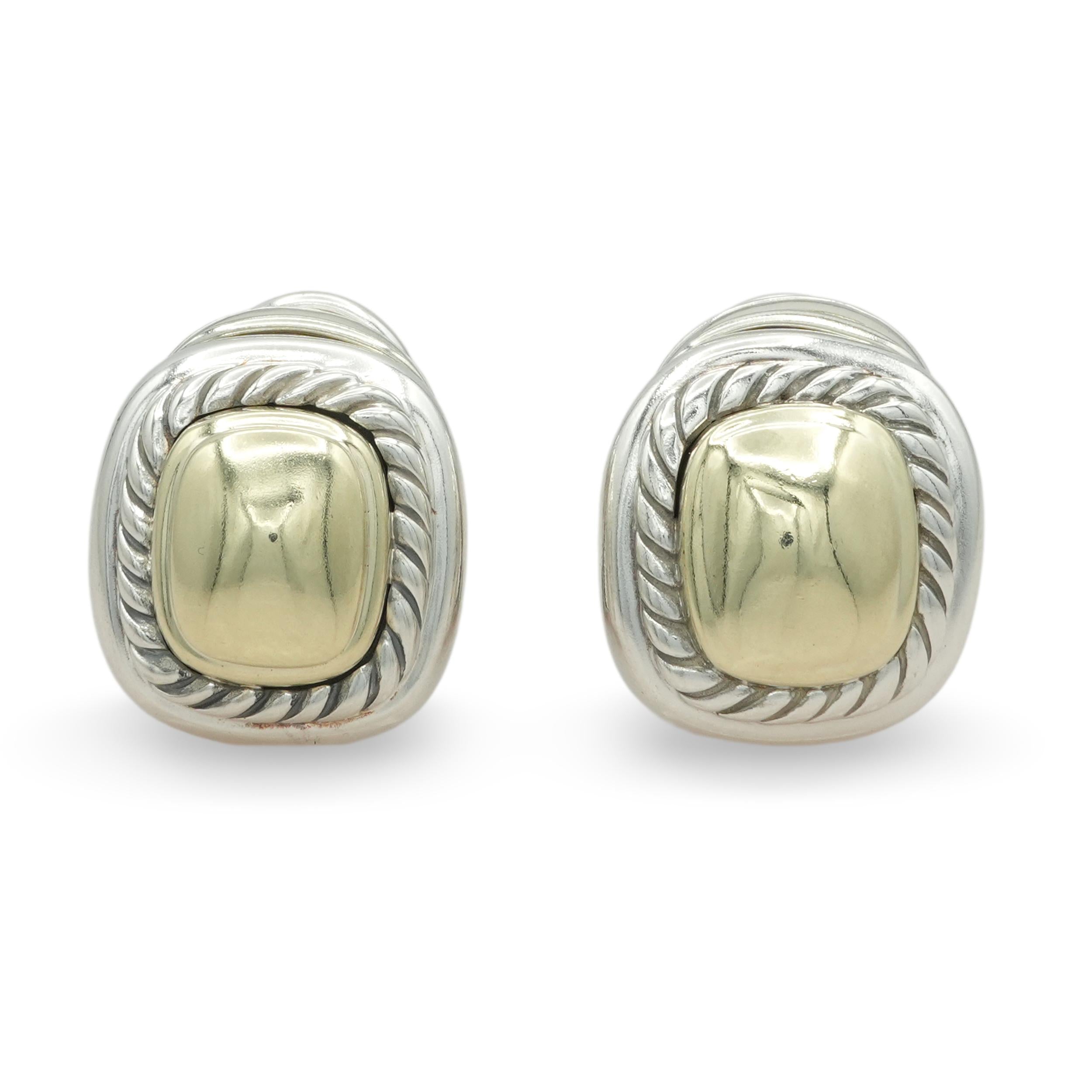 David Yurman Sterling Silver 14k Gold Cable Clip-On Earrings