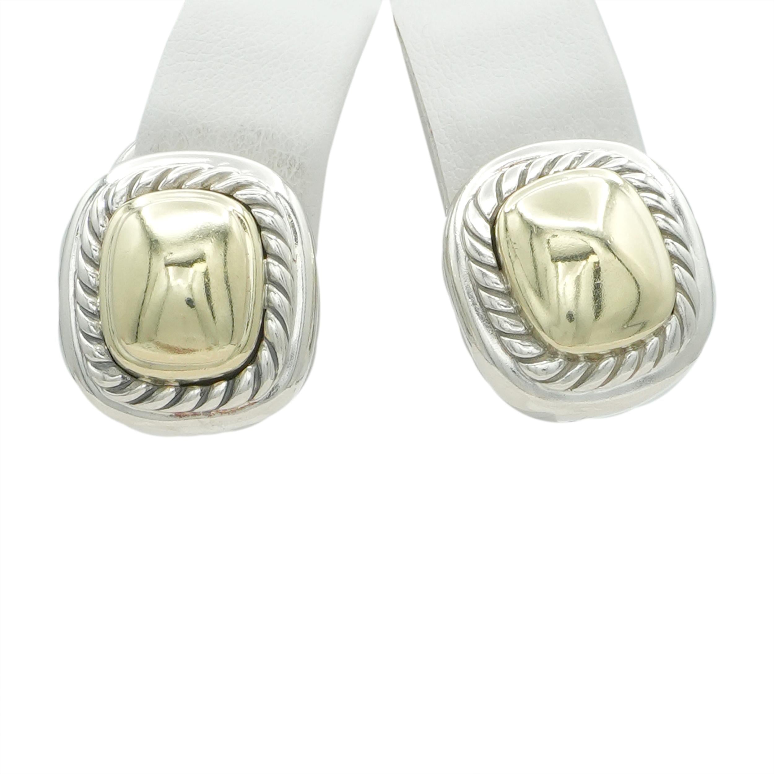 David Yurman Sterling Silver 14k Gold Cable Clip-On Earrings